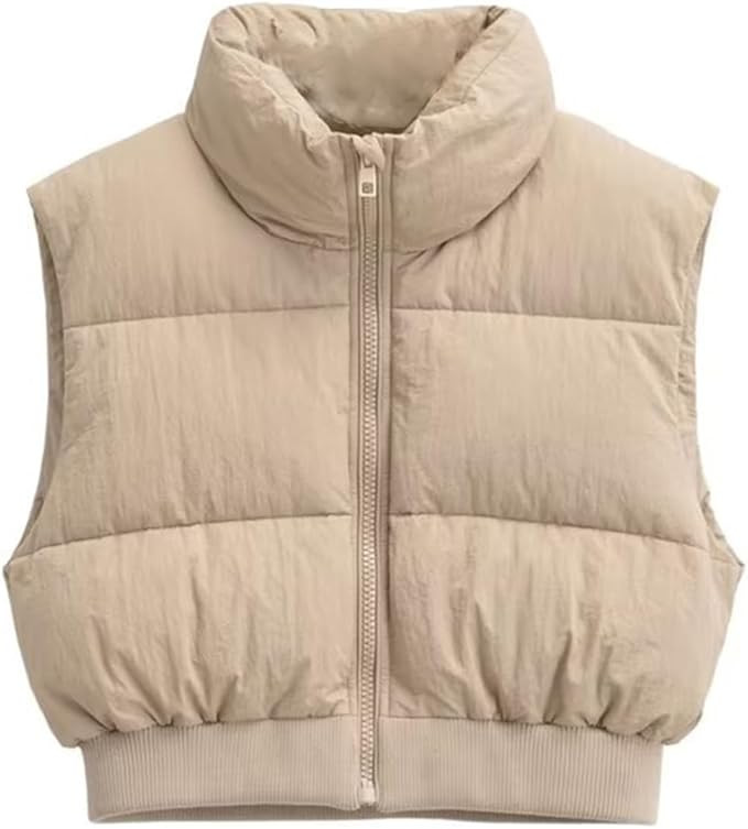 KEOMUD Women's Winter Crop Vest Lightweight Sleeveless Warm Outerwear Puffer Vest Padded Gilet | Amazon (US)