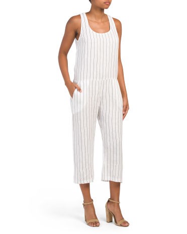 Made In Italy Linen Wide Leg Striped Jumpsuit | TJ Maxx