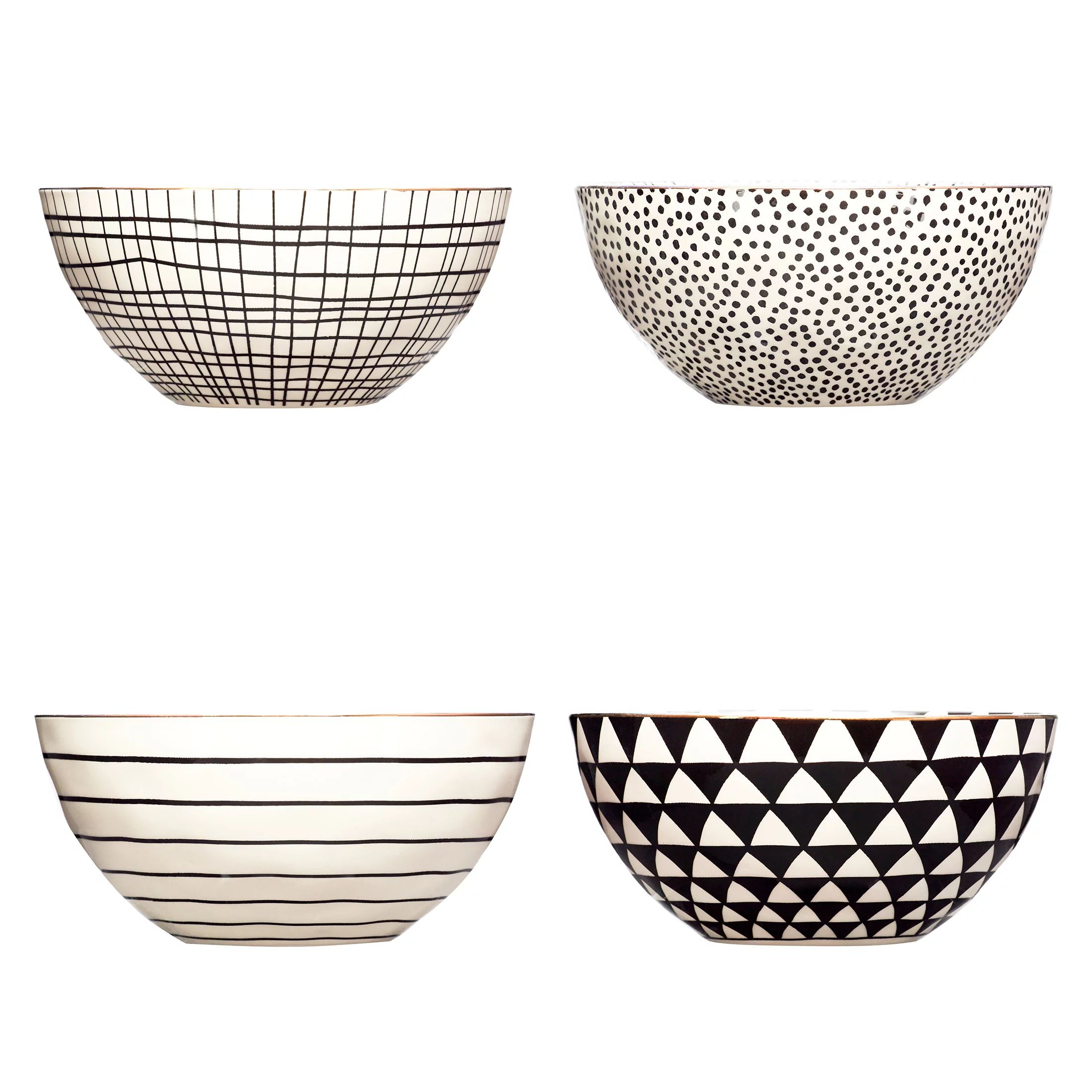 Thyme & Table Servware Black & White Assorted Stoneware Round Bowls, 4 Pack | Walmart (US)