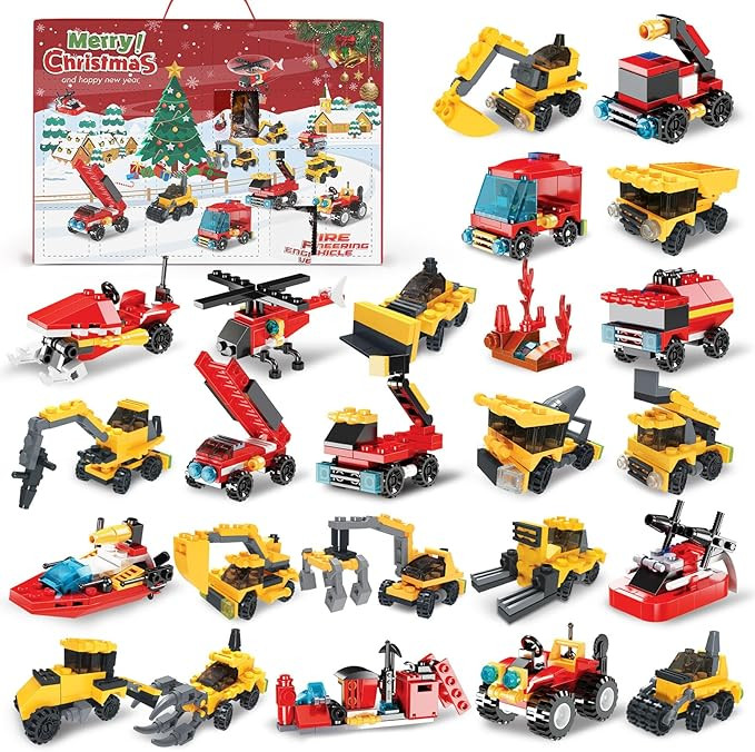 Fire Truck and Construction Play Vehicles Building Blocks Advent Calendar, 24 Days Christmas Coun... | Amazon (US)