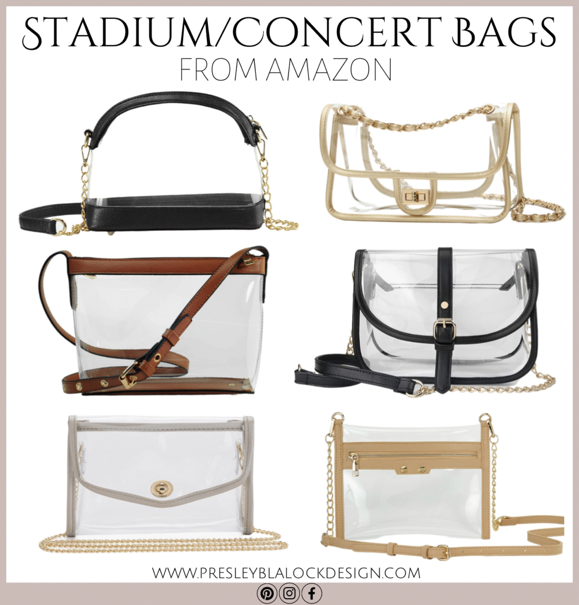 Stadium Crossbody Bag / Clear Crossbody purse / chain strap handbag / amazon finds / amazon accessories / amazon bag / stadium approved bag / concert purse / concert outfit / clear leather handbag / clear satchel purse / shop the post / 

#LTKsalealert #LTKitbag #LTKSeasonal