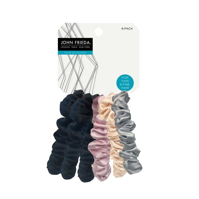 John Frieda Satin Hair Scrunchies, Multicolor, 6 Count, For All Hair Types | Walmart (US)