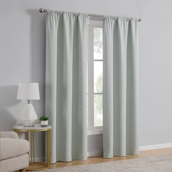 Mainstays Iris Linen Look 100% Blackout Curtain Panel Pair, Set of 2 Room Darkening Drapes for Be... | Walmart (US)