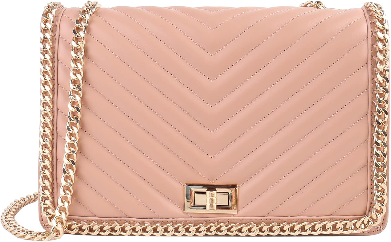 Quilted Crossbody Bags for Women, Trendy Roomy Shoulder Handbags with Flap Gold Hardware Chain Pu... | Amazon (CA)