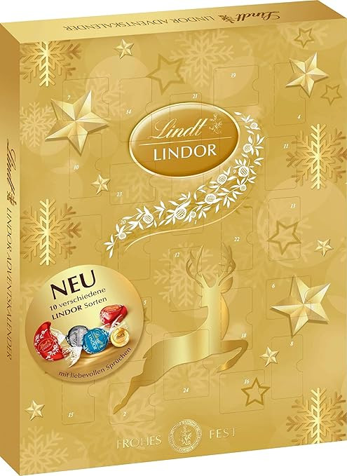 Lindt Schokolade LINDOR Adventskalender 2025 | 290g | 24 LINDOR Kugeln Weiße, dunkle und Milchsc... | Amazon (DE)