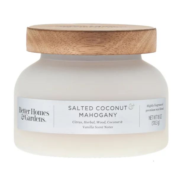 Better Homes & Gardens 18oz Salted Coconut & Mahogany Scented 2-Wick Frosted Bell Jar Candle - Wa... | Walmart (US)