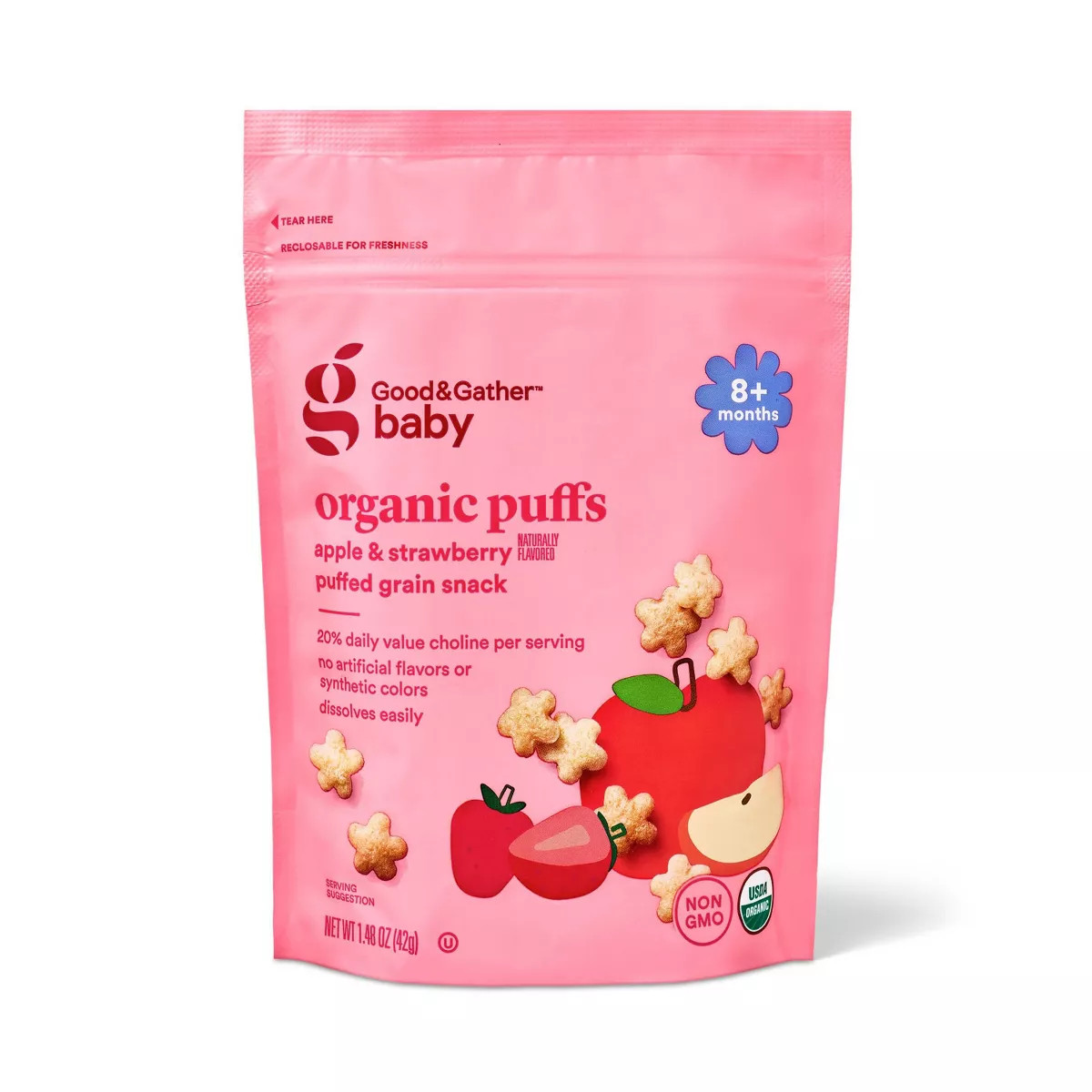 Organic Puffs Baby Snacks - Apple Strawberry - 1.48oz - Good & Gather™ | Target