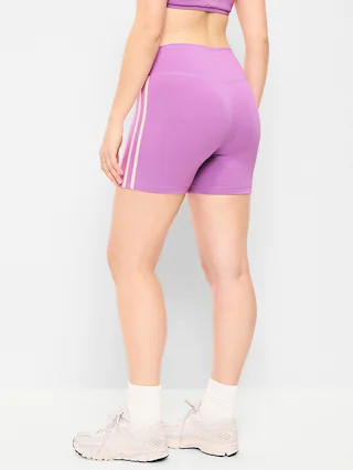 High-Waisted PowerChill Side-Stripe Biker Shorts -- 5-inch inseam | Old Navy (US)