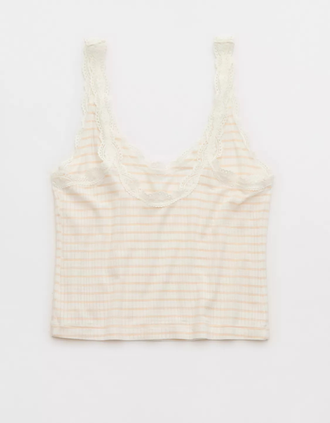 Superchill Modal Rib Lace Trim Tank Top | American Eagle Outfitters (US & CA)