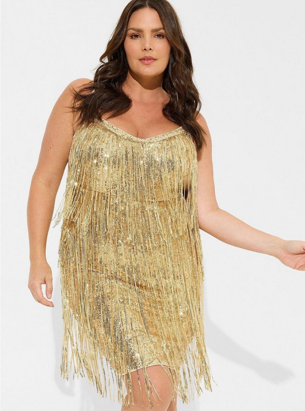 Mini Sequin Fringe Layer Dress | Torrid (US & Canada)