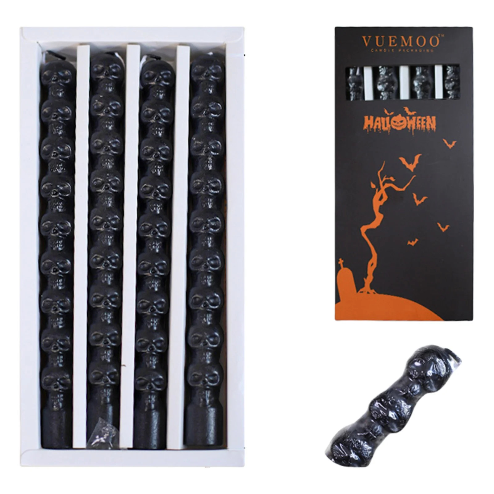 Halloween Skeleton Taper Candles Set of 4, Gothic Skull Wax Candles with Stable Burn & Low Smoke,... | Walmart (US)