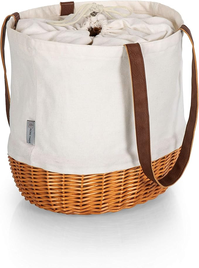 PICNIC TIME Coronado Canvas and Willow Basket Tote, Picnic Tote Bag, Beach Tote | Amazon (US)