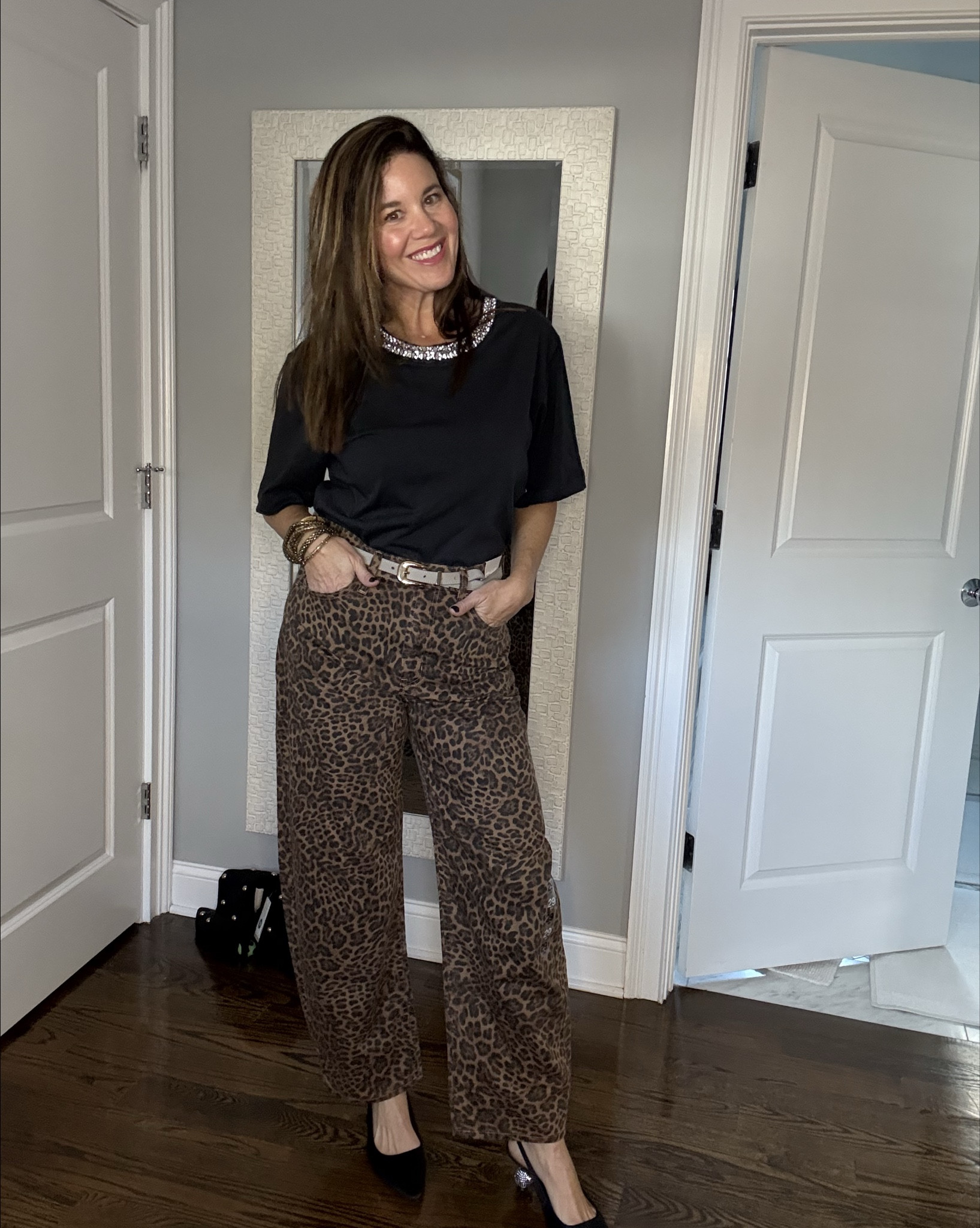 Did you guys know the Gap is 50% off EVERYTHING right now? ✨ 

Well I shopped it for you, and here is what came home with me. 

My absolute faves? BOTH the black and white rhinestone tees, and the barrel leg leopard jeans. (I can’t believe I like the barrel leg 🫠)

SUCH great deals! One for your bestie, one for you! 

For reference everything was tts in my opinion. I’m a 29 in denim and size M or L in tops. All fit great!  

#LTKMidsize #LTKHoliday #LTKootd