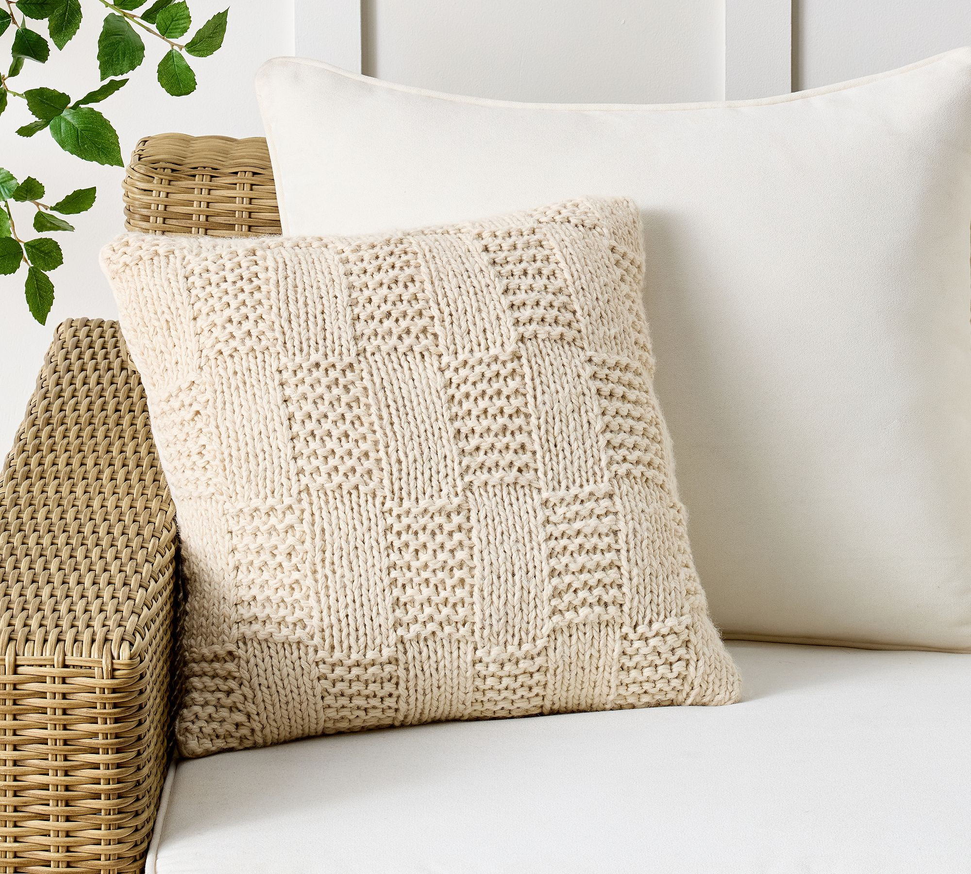 Grayson Knitted Outdoor Pillow | Pottery Barn (US)