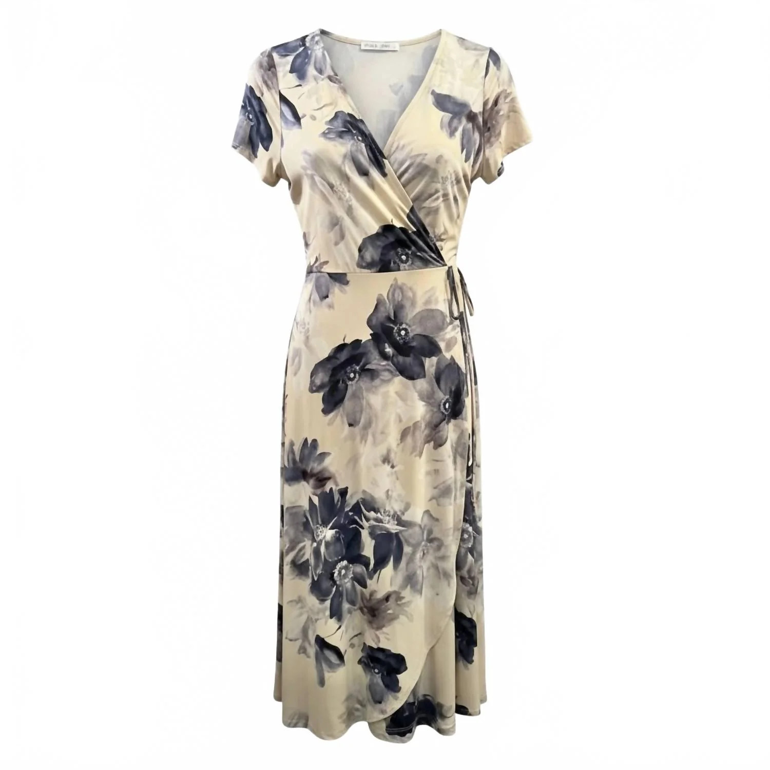 Women's Floral Midi Wrap Dress In Blue | Shop Simon