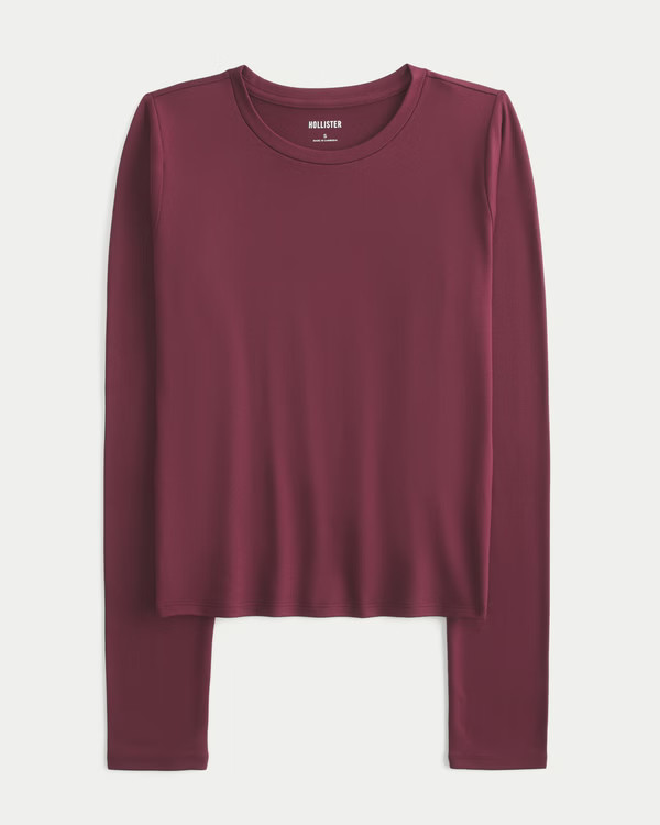 Women's Long-Sleeve Seamless Fabric Crew Baby Tee | Women's New Arrivals | HollisterCo.com | Hollister (US)