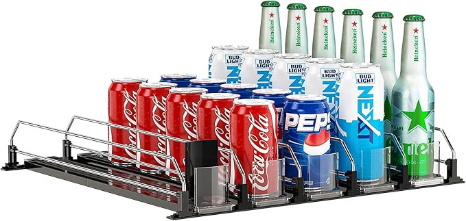 Soda Can Dispenser for Refrigerator,Self-Pushing Drink Organizer for Fridge, Width Adjustable Fri... | Amazon (US)