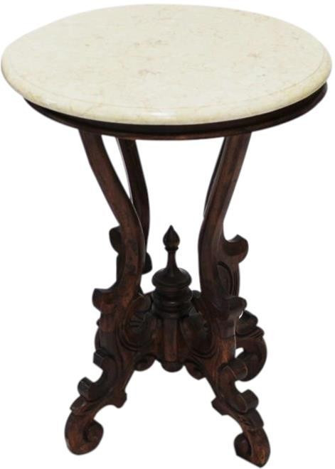 Side Table Victorian Round Brown Mahogany Marble FREE | Bonanza (Global)