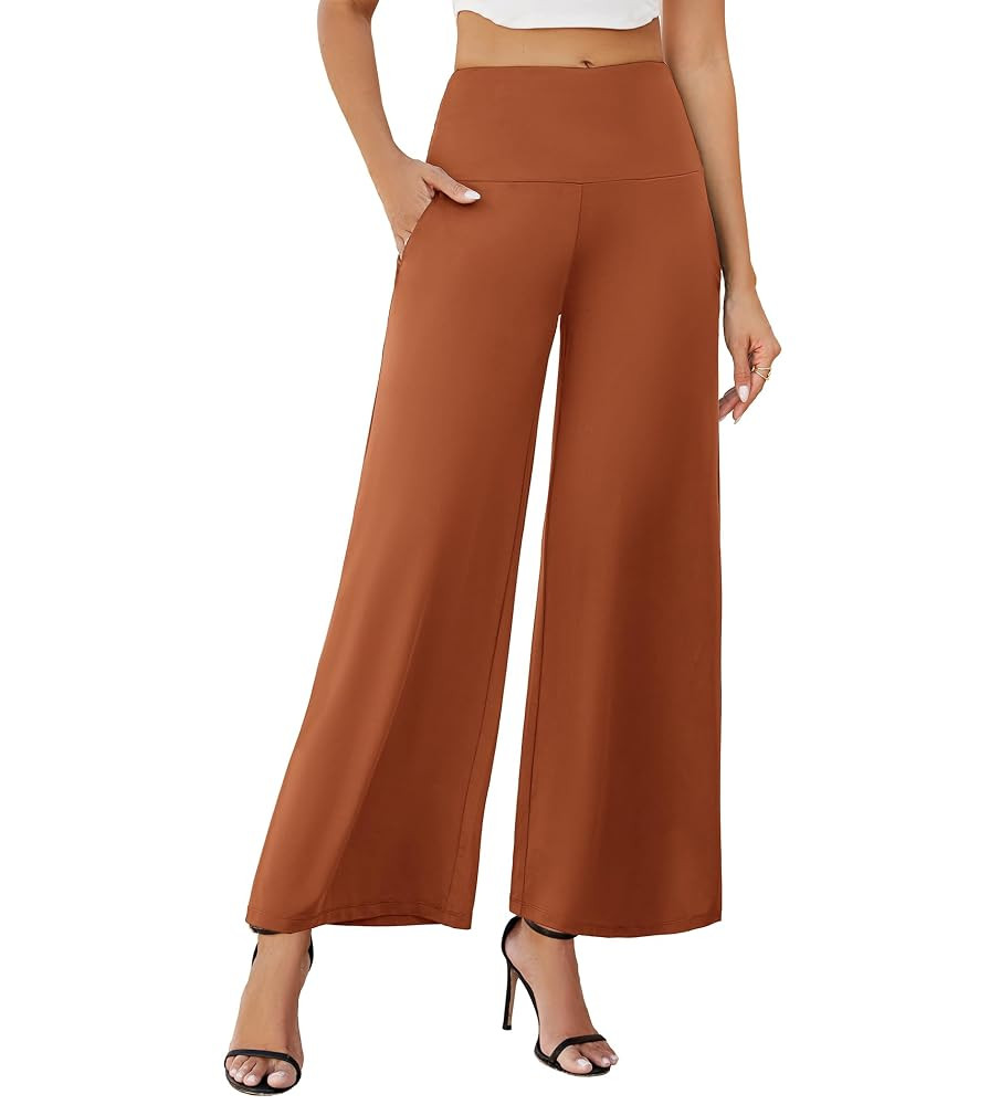 Arolina Women's Stretchy Wide Leg Palazzo Lounge Pants with Pockets Casual Comfy High Waist Palaz... | Amazon (US)