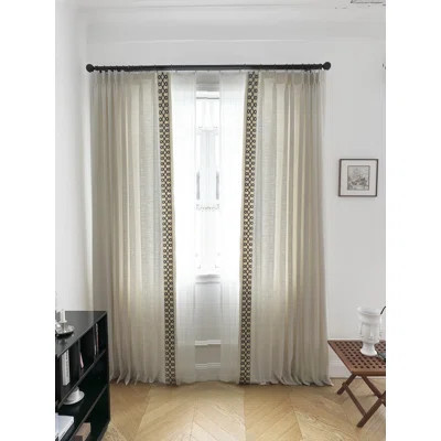 Silk-like Pleated Curtains, Simple Embroidered Trim, Smooth And Clear | Wayfair North America