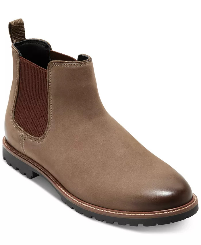 Men's Midland Leather Water-Resistant Pull-On Lug Sole Chelsea Boots | Macy's