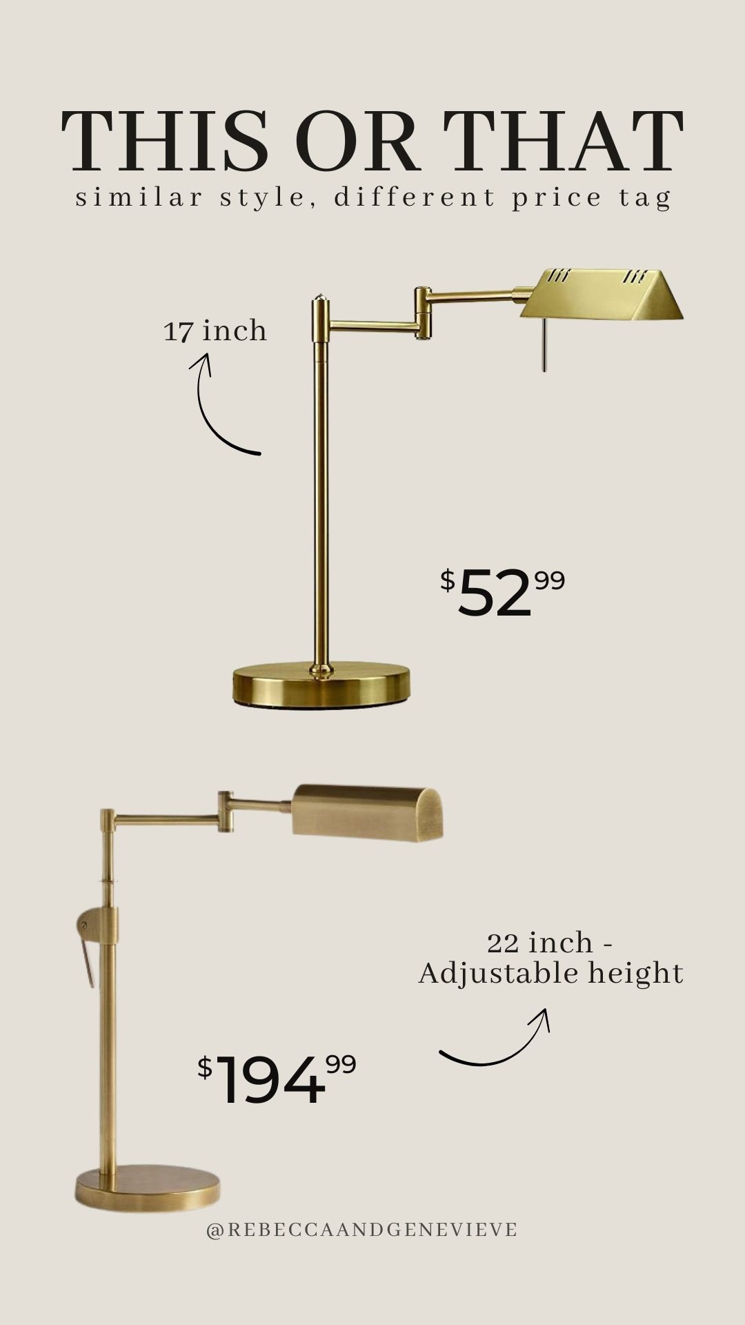 Looking for desk lamps, I found these two. Very similar styles 👌🏼 The splurge option is on sale! The real price is over $200

#LTKFindsUnder100 #LTKHome #LTKSaleAlert