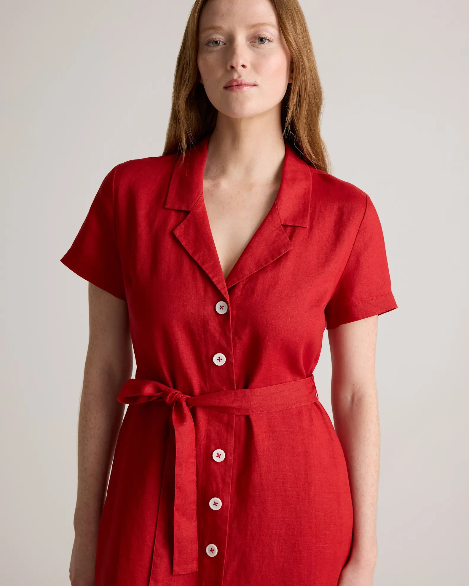 100% European Linen Button Front Dress in Chile | Quince
