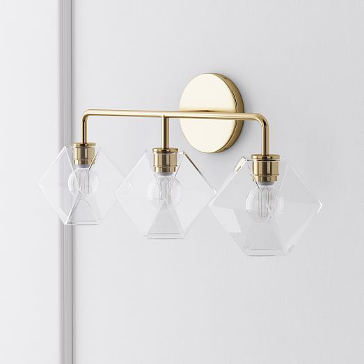 Sculptural 3-Light Faceted Sconce - Clear | West Elm (US)