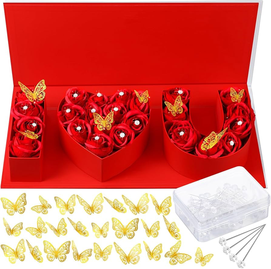 Ireer I Love You Empty Flower Gift Box Valentine's Day Letter Shaped Fillable Box with Plastic Li... | Amazon (US)