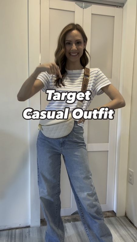 Tee on sale for $7!!! Loving this striped crop tee but it comes in solids too and I just ordered some of those 😁. Wearing a size small. I’m usually an XS In target tees but I sized up because I wanted a boxy fit! These jeans are so good! They’re a baggy fit and I ordered another pair to cut at the ankle for flats or flat sneakers wearing a size 00 and I’m 5’4” for reference. My Nike wedge sneakers are so old but I’m linking similar. Also, if you google “Nike dunk sky high blue flora design” you’ll see some options come up! 

#LTKFindsUnder50 #LTKVideo #LTKSaleAlert
