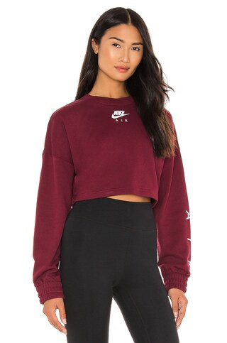Nike NSW Air Crop Fleece Sweatshirt in Dark Beetroot & White from Revolve.com | Revolve Clothing (Global)