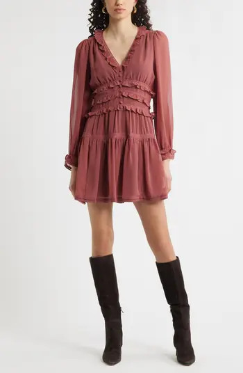 Chelsea28 Long Sleeve Ruffle Trim Minidress | Nordstrom | Nordstrom