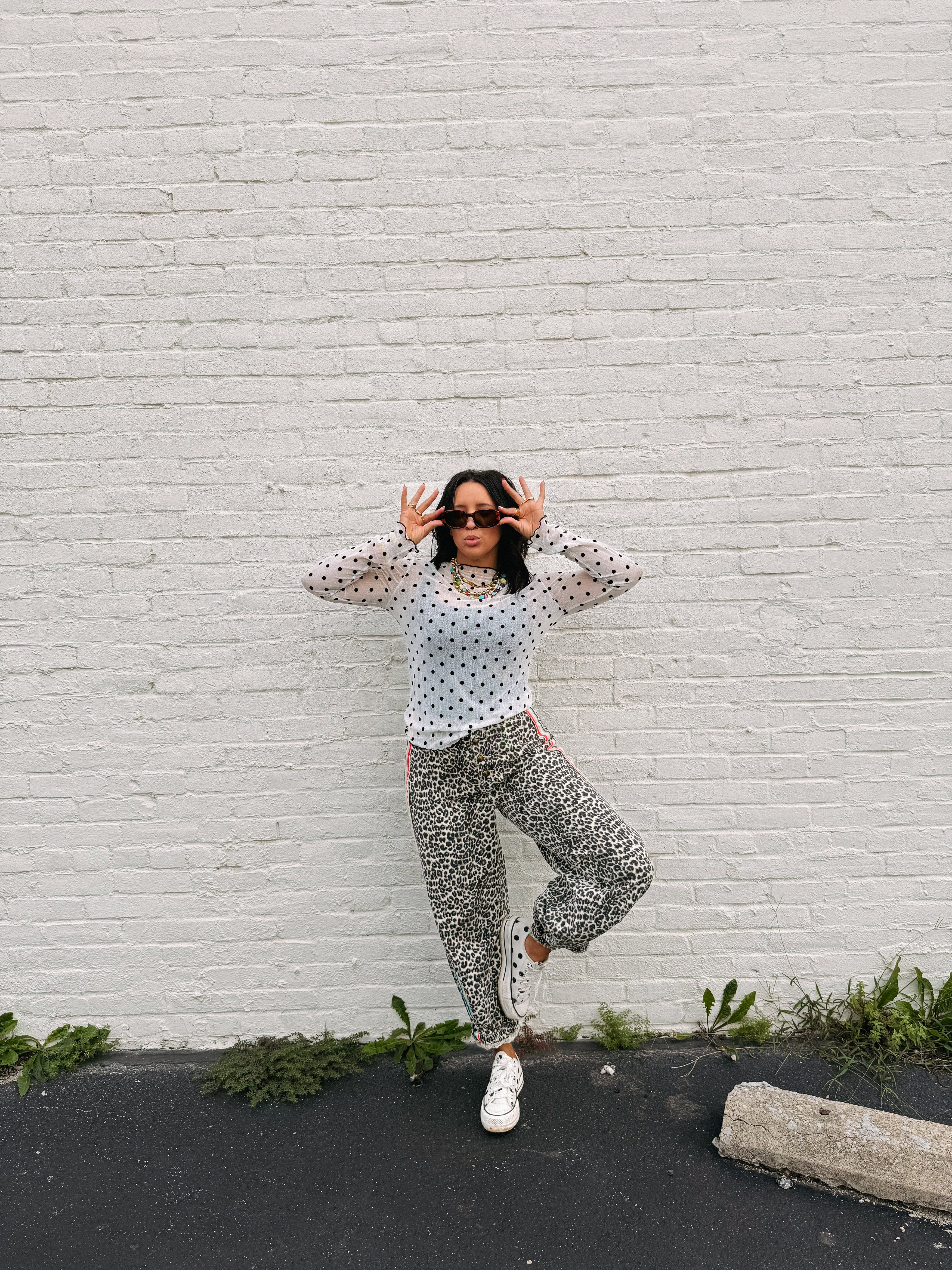 polka dot mesh top | Etta+East