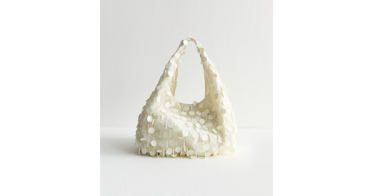 White Sequinned Organza Clutch Bag | New Look | New Look (UK)