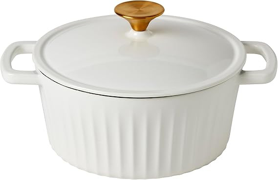 Smith & Clark 3-Quart Enameled Cast Iron Fluted Dutch Oven Pot with Lid, Sage Green | Amazon (US)