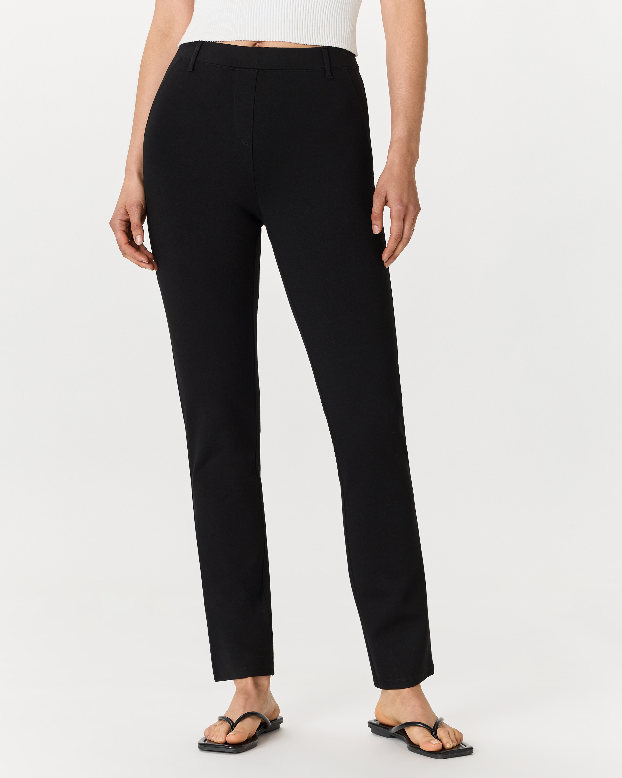 Quince | Women's Ponte Straight Leg Pants in Black, Ultra-Stretch Versatile Pant, Size XL, Rayon | Quince