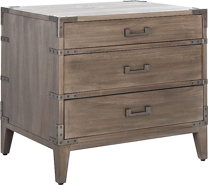 SAFAVIEH Light Brown (Fully Assembled) Couture Home Collection Nisha 3-Drawer Wood Nightstand | Amazon (US)