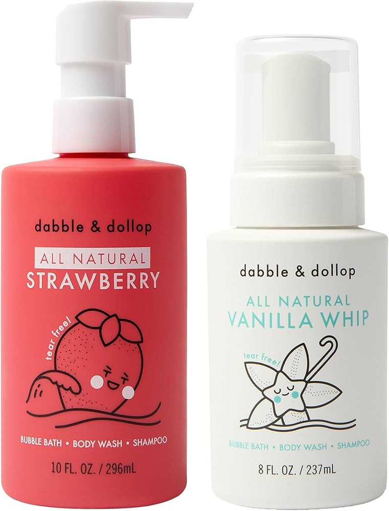 Dabble & Dollop Strawberry + Vanilla Body Wash & Shampoo – 3-in-1 Natural Bubble Bath for Kids,... | Amazon (US)