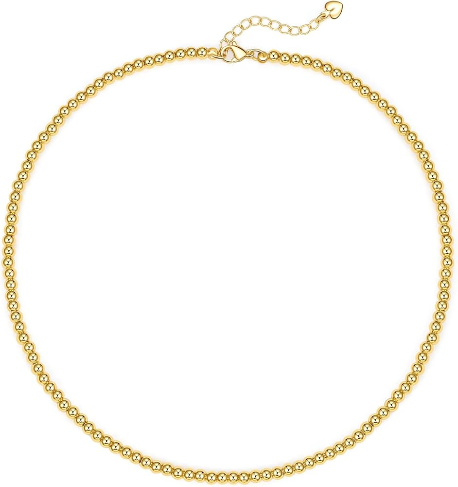 MOROTOLE Gold Beaded Necklaces for Women Adjustable Gold Beaded Necklace Gold Ball Necklace for W... | Amazon (US)