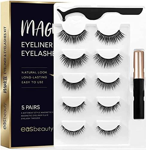 easbeauty 2020 Upgraded Magnetic Eyeliner and Eyelashes Kit, Magnetic Eyelashes with Eyeliner, Fa... | Amazon (US)