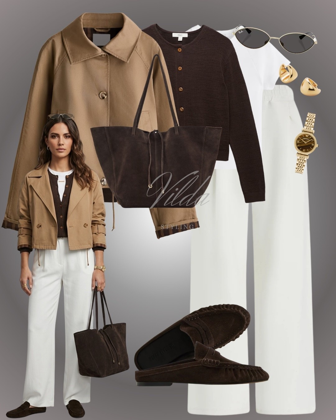 Chic in Chocolate & Camel ☕️
• Vibe: Sophisticated, Polished, Quiet Luxury.
• Must-haves: Cropped trench, suede tote, wide-leg trousers.
#ChocolateBrown #EarthTones #MonochromeStyling #SuedeAccessories #CamelAndWhite #NeutralTones #MinimalistStyle #ChicLook


#LTKeurope #LTKstyletip #LTKspring