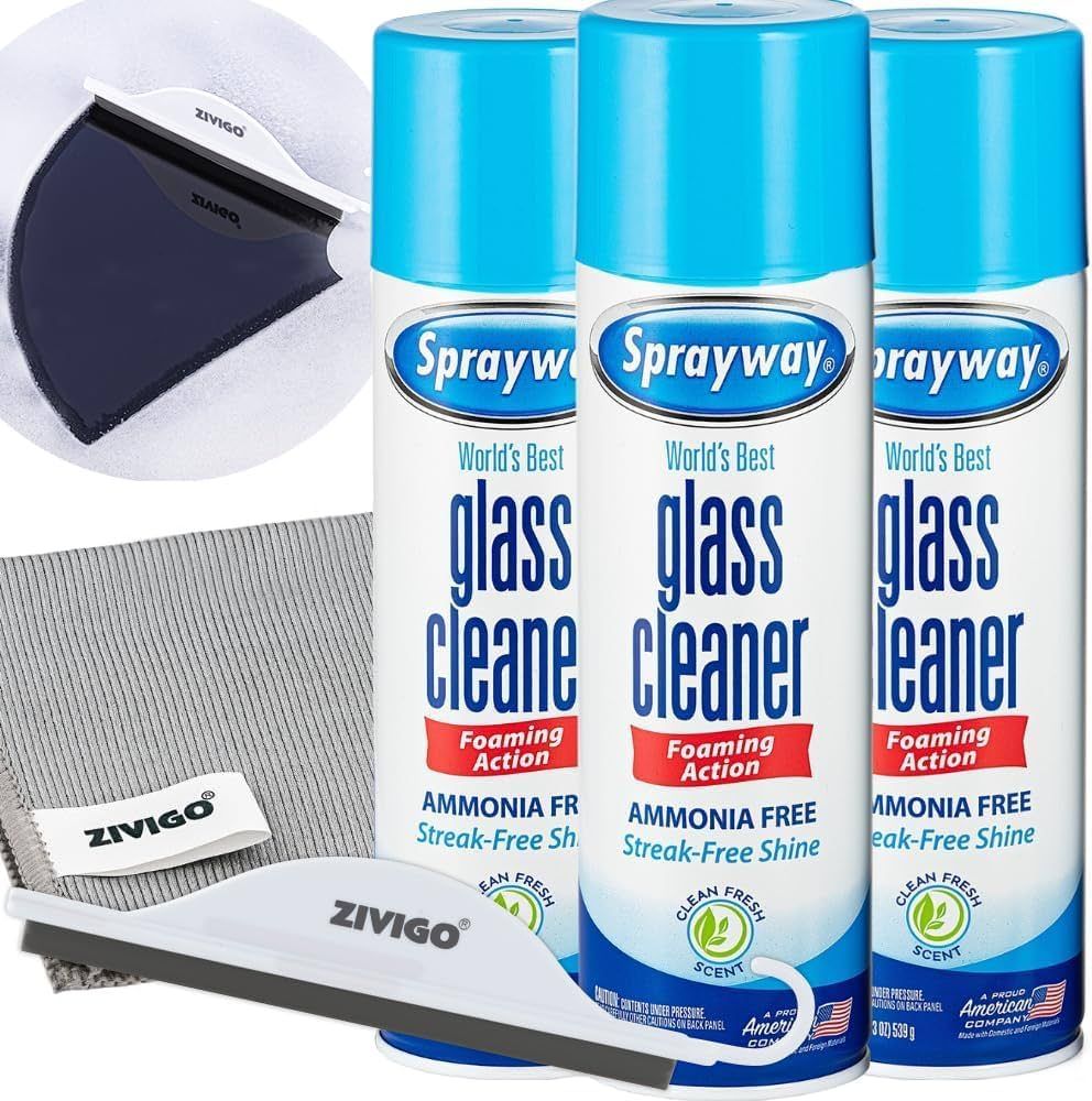 Sprayway Glass Cleaner, Foam Action, 19 Fl Oz, 3 Pack, Bundled With 1 Microfiber Cleaning Cloth A... | Amazon (US)