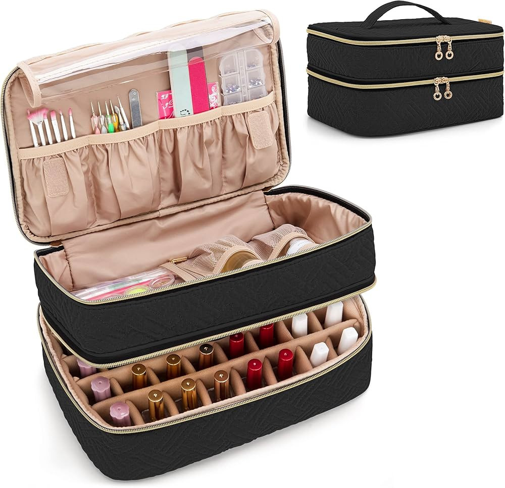 BAFASO Nail Polish Organizer Holds 40 Bottles (15ml - 0.5 fl.oz), Nail Polish Case with Manicure ... | Amazon (US)