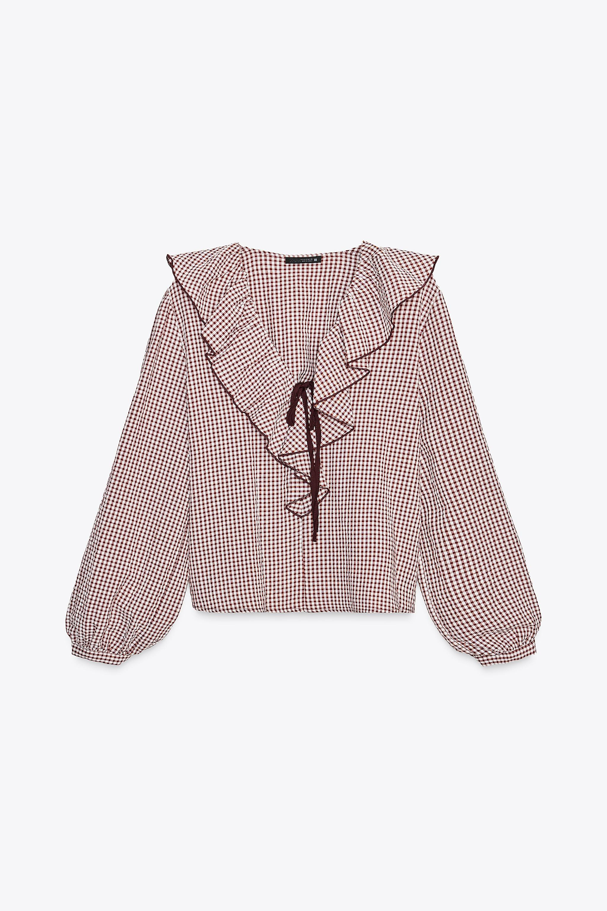 RUFFLED GINGHAM BLOUSE | Zara US