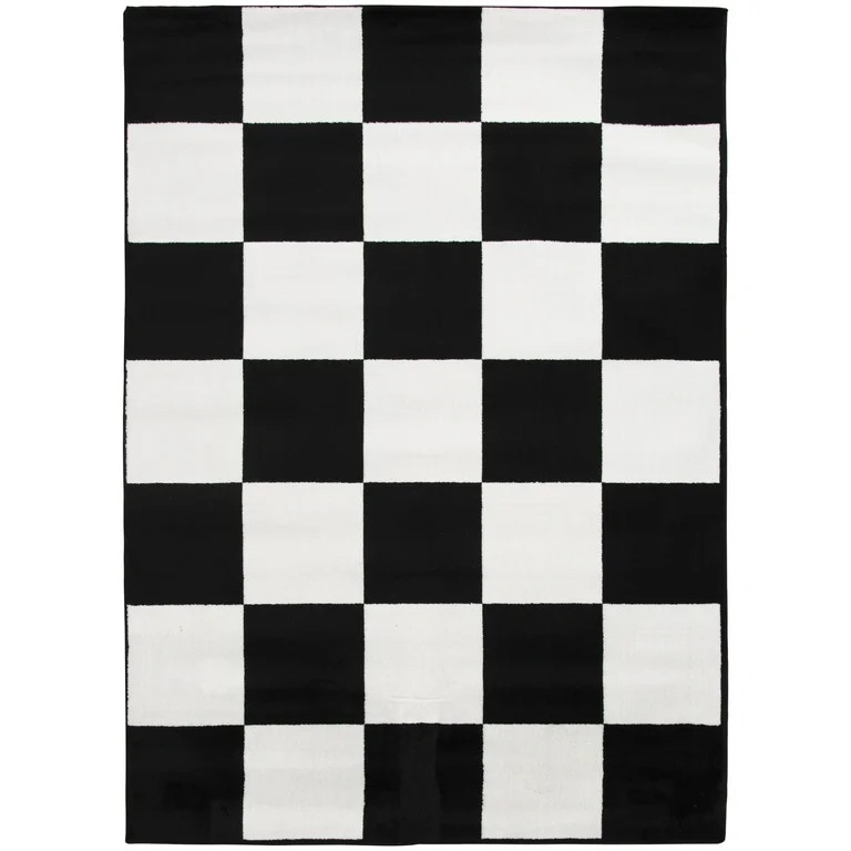 Mainstays 5x7 Black and White Checkered Indoor Area Rug | Walmart (US)