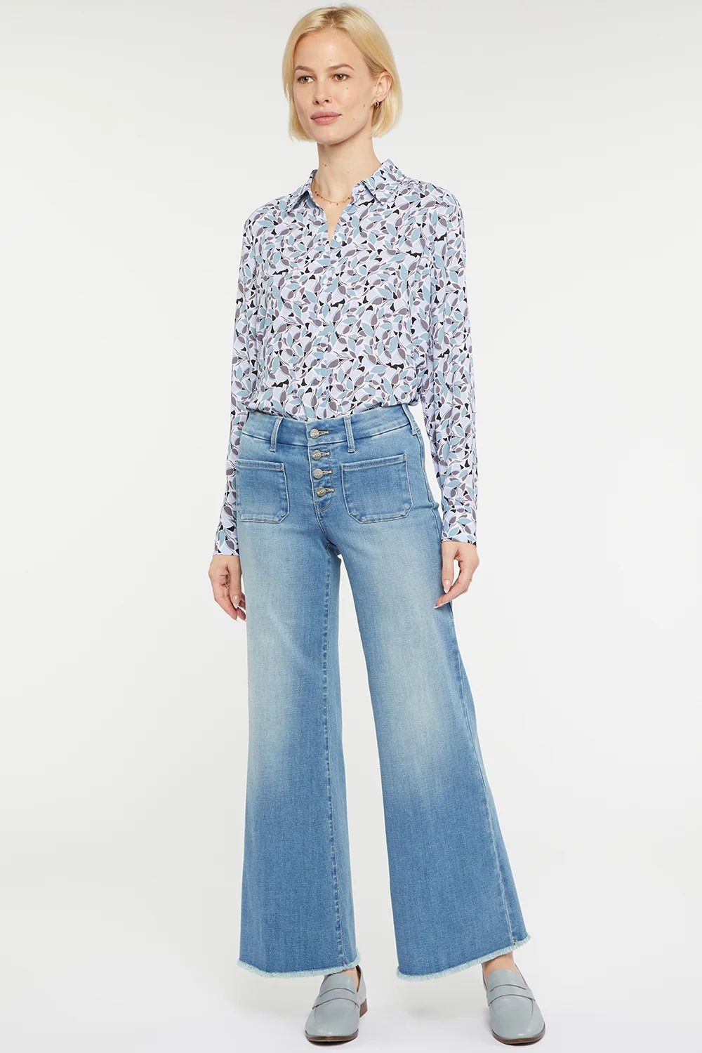 Patchie Wide Leg Ankle Jeans - Clean Brookes | NYDJ