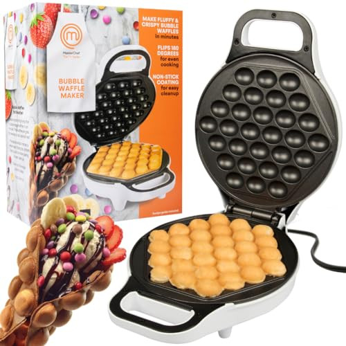 MasterChef Bubble Waffle Maker- Electric Non stick Hong Kong Egg Waffler Iron Griddle w FREE Recipe Guide- Ready in under 5 Minutes | Amazon (US)