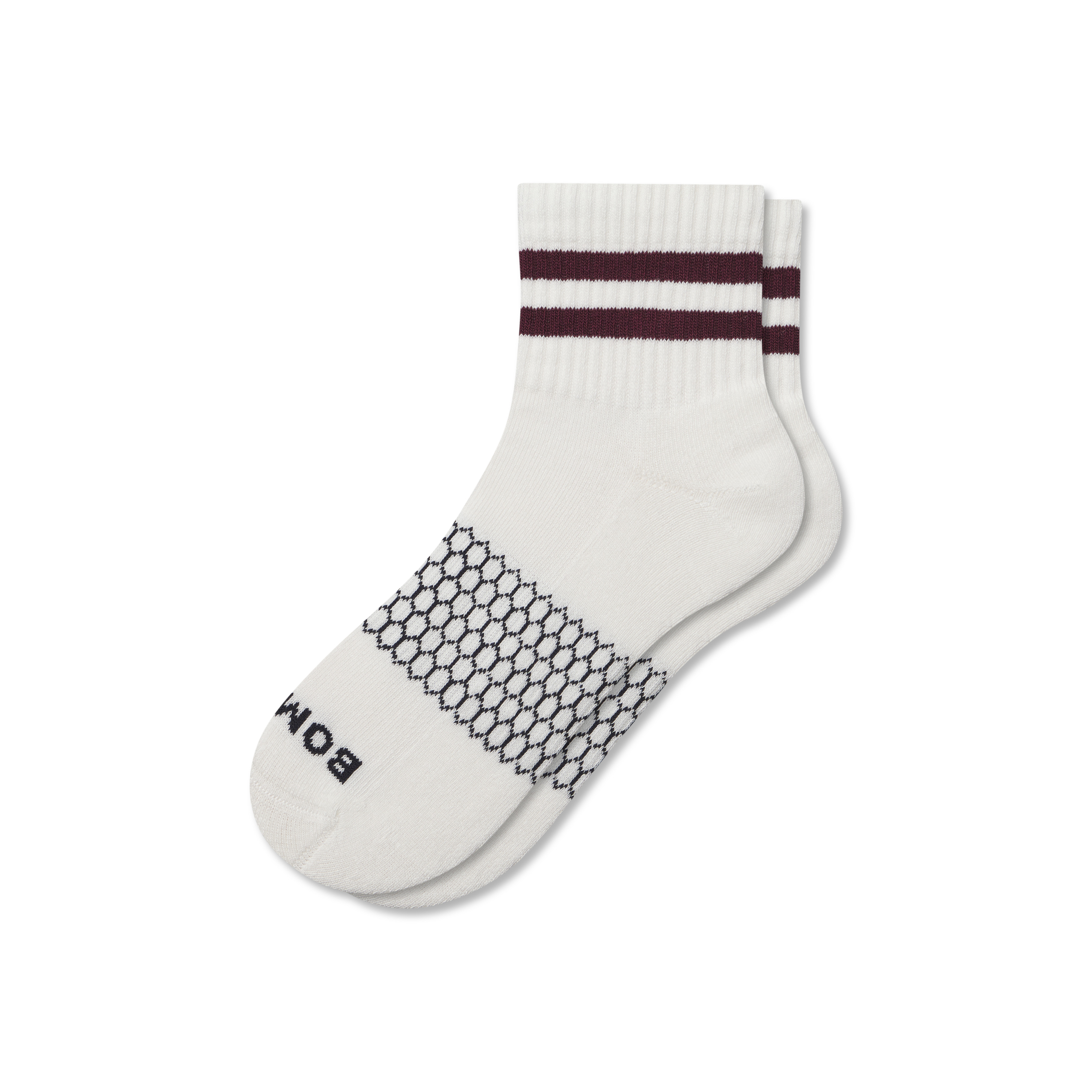 Women's Vintage Stripes Quarter Socks - Wine - Large - Cotton Blend - Bombas | Bombas