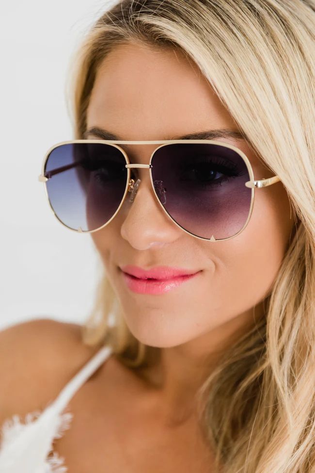 Taking A Road Trip Aviator Sunglasses Gold | The Pink Lily Boutique