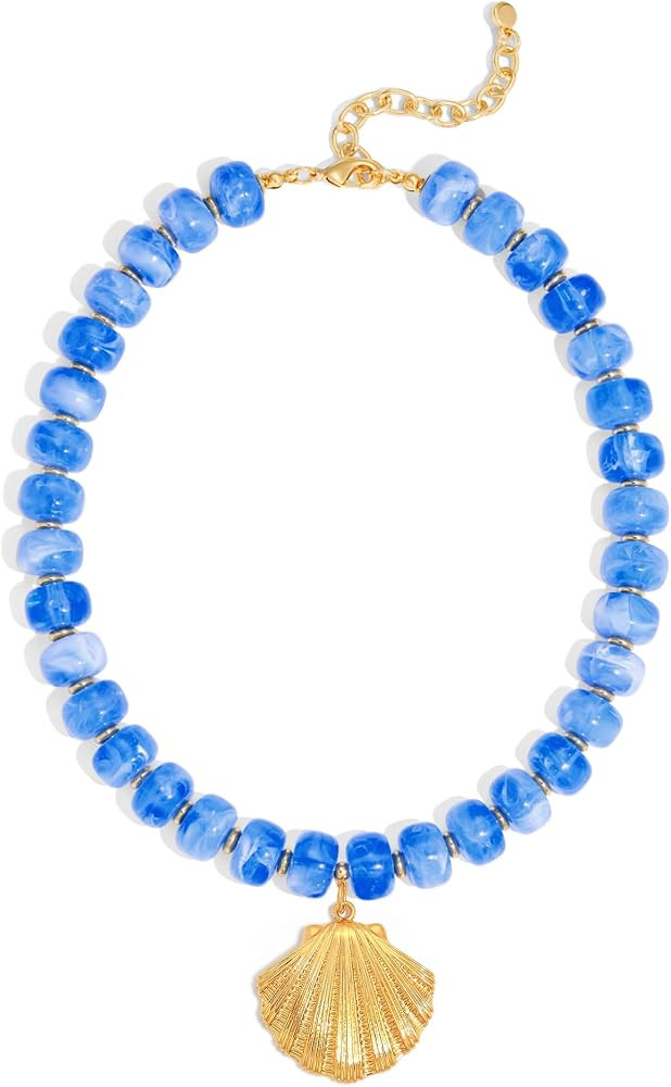 WOWORAMA Summer Beach Necklace for Women Colorful Chunky Beaded Necklaces with Sun Fish Shell Sta... | Amazon (US)